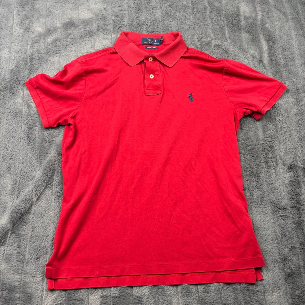 Polo Ralph Lauren Mens Custom Slim Fit Polo Shirt Red Size M Short Sleeve Cotton